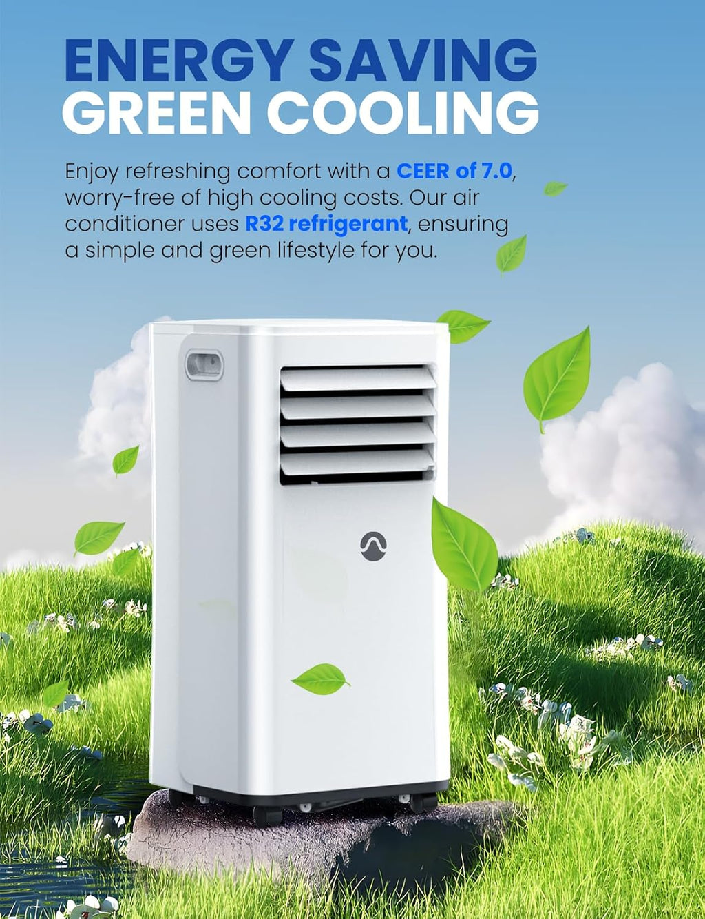 Portable Air Conditioners, 10000 BTU Air Conditioner Portable for Room up to 450 Sq. Ft., 3-in-1 Portable AC Unit with Digital Display, Remote Control, Window Installation Kit, 24H Timer, Sleep Mode