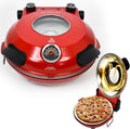 Electric Pizza Oven with Ceramic Stone, Viewing Window, Adjustable Heat Control, Timer and 1200W Baking Power, DIY Homemade Pizzeria, Large 12” Pie Capacity (Black)