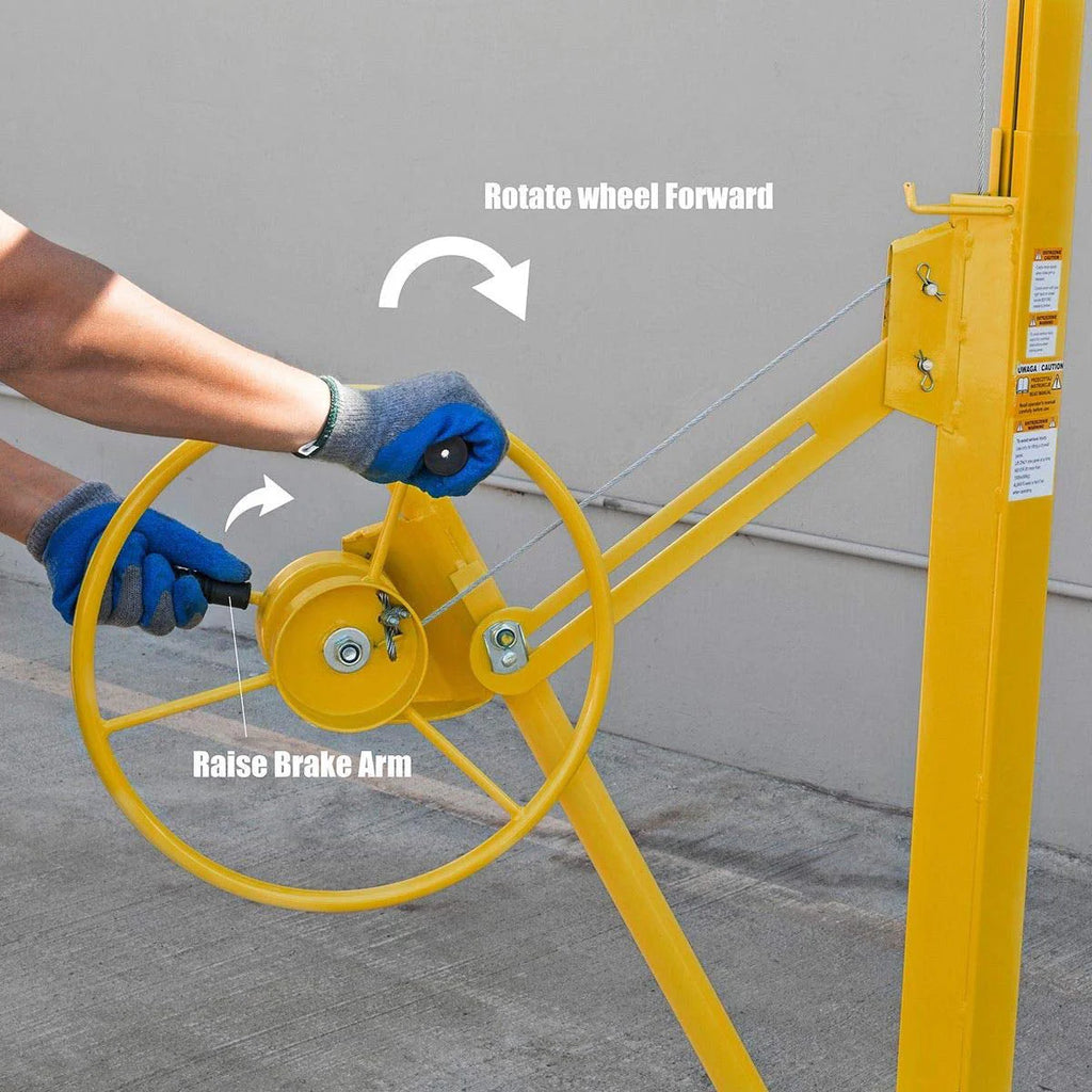 Drywall Lift 11' Yellow Rolling Sheetrock Panel Hoist Jack