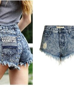 rivet ripped denim shorts women summer sexy short jeans woman casual shorts